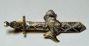 Antik Vintage Spanien Damaszener Toledo Soldat Metall Schwert Krawattenklammer Bar - Bild 1 von 3