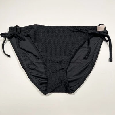 Parte inferior de bikini Victoria Secret XXL / 2XL clásica doble corbata lateral texturizada negra Foto 1 de 4