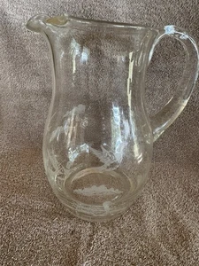Vintage Getränke Kristall Krug Servierer mit geätzten Enten/Gänsen - Bild 1 von 6