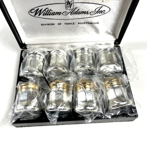 Vintage Handtuch 8er Set Mini Salz und Pfefferstreuer William Adams 1,4 Zoll - Bild 1 von 15