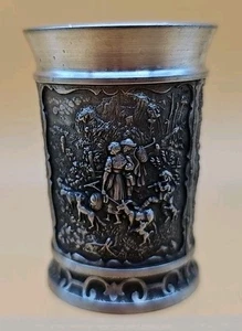 Vintage 95 % Pewter Cup Zinn Becker Germany 3 Scenes 2 in SKS Design Excellent - Picture 1 of 5