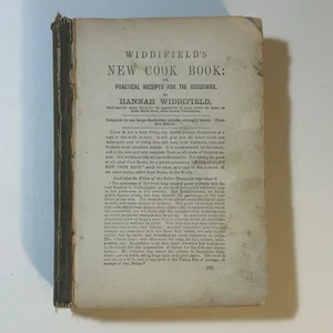 1856 Antique Cookbook WIDDIFIELD'S COOK BOOK PRACTICAL RECEIPTS FOR HOUSEWIFE FE - Picture 1 of 14