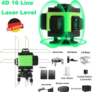 4D 16 Line Laser Level Wasserwaage 360° Kreuzlinienlaser Selbstnivellierend NEU* - Bild 1 von 14