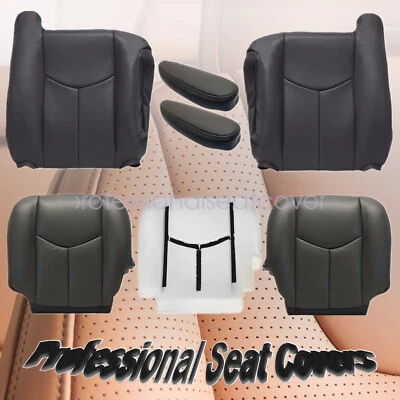 Funda de asiento de conductor y pasajero para GMC Sierra 2003-2006 + cojín de espuma gris oscuro Foto 1 de 4