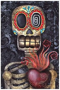Lowbrow Art My Sacred Heart Print Day of the Dead Skull Tattoo Abril Andrade NWT - Picture 1 of 2