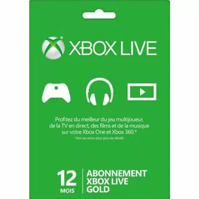 12 Mois Carte Abonnement Xbox Live Gold • 40€