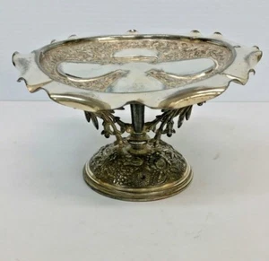 Antique Meriden B. Company Silver Quadruple Plate Ornate Pedestal Cake Stand 242 - Picture 1 of 12