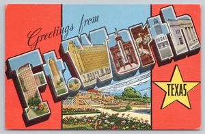 Fort Worth Texas, Großbrief Grüße, Vintage Postkarte - Bild 1 von 2