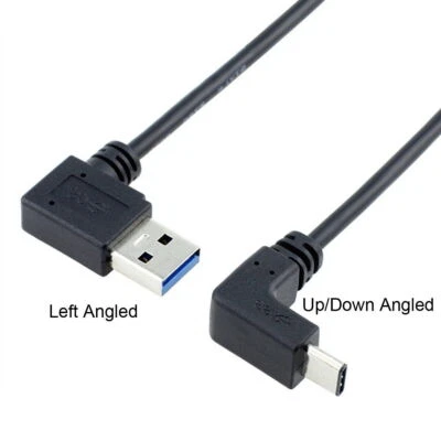 USB 3.1 Type-C Up & Down Angle to A Male Data Cable USB C Male to A Cable Cord - Image 1 of 4