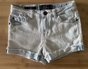 LUCKY BRAND Girls Youth Size 10 Cuffed Cotton Blend Denim Blue Jean Riley Shorts - Picture 1 of 10