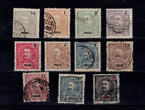 Macao USED nice lot of Monarchy 1900's D. Carlos 11 stamps Macau Portugal