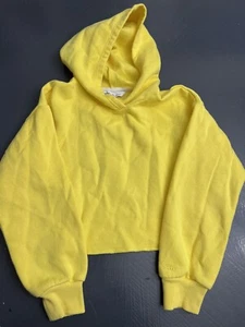 DSG XS 5/6 Child Cropped Yellow Sweatshirt Hooded Fleece Lined EUC - Picture 1 of 5