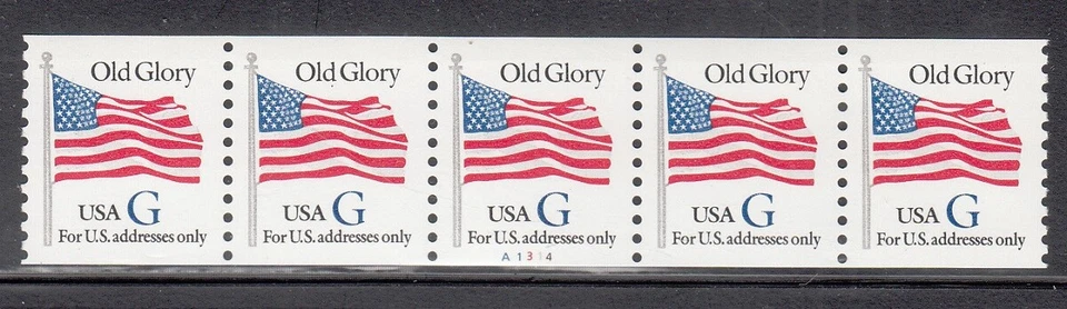 USA PNC SC# 2890 BLUE "G" - OLD GLORY (32c) WATER ACTIVATED MNH PL# A1314 - Image 1 of 1