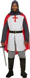 Mens Knight Costume Adults St George Fancy Dress Medieval English Crusader Man - Picture 1 of 1