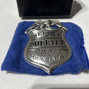 Deputy Sheriff Custer Co. Montana Law badge 1987 925 Sterling Silver Franklin - Picture 1 of 4