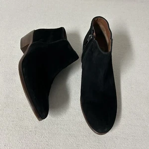 Sam Edelman Booties Women’s 6.5 Black Suede Leather Side Zip Ankle Boot Petty - Picture 1 of 13