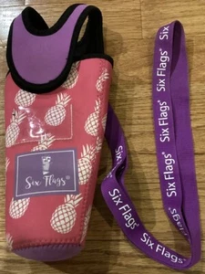 Porta borraccia in neoprene sei bandiere ananas con cordino rosa e viola - Foto 1 di 9