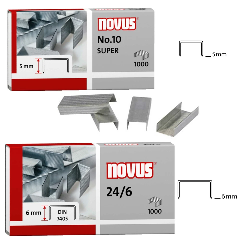 NOVUS Heftklammern Tackerklammern für Hefter Nr. No 10 oder 24/6 verzinkt