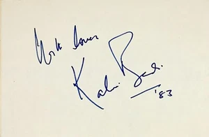TARJETA ÍNDICE KABIR BEDI Firmada Autografiada 4" x 6" Octopussy ACTOR INDIO SANDOKAN - Imagen 1 de 6