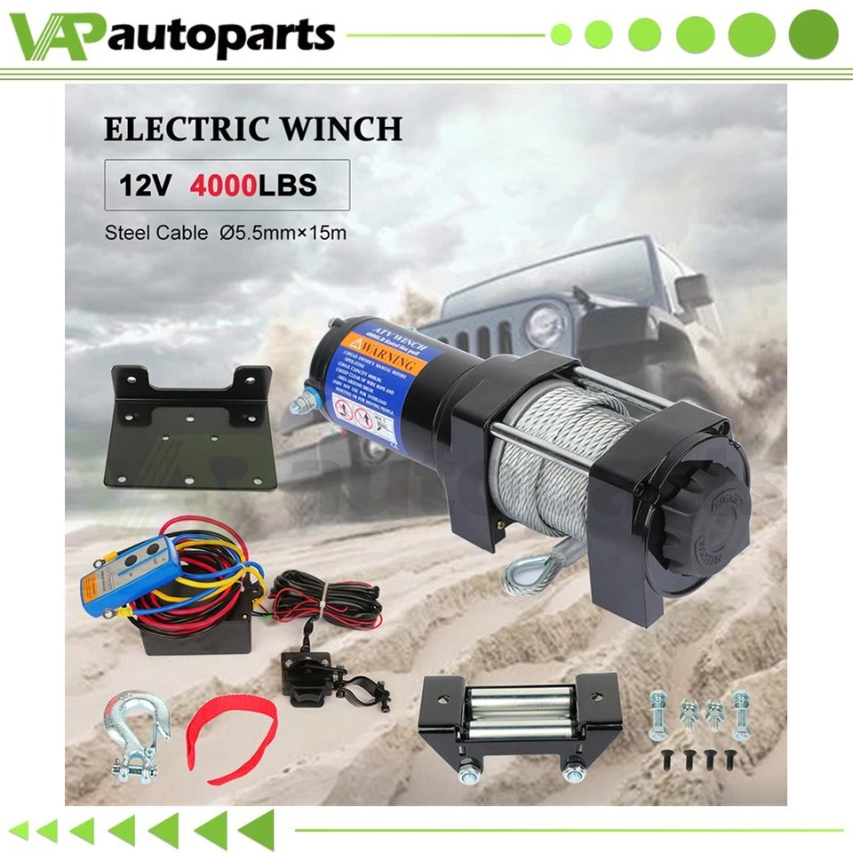 Guincho elétrico 4000 lb cabo de aço reboque caminhão 12V para Toyota novas peças estoque EUA - Imagem 1 de 4