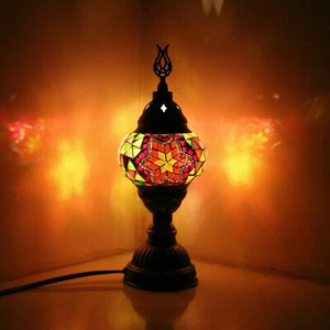 Turkish Moroccan Lamp Colourful Glass Mosaic Handmade Table Desk Light CE Tested - Picture 1 of 25