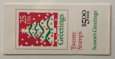 Scott #2516a Partial Booklet 15 Stamps - 1990 - 25¢ "Christmas" - Free Shipping - Image 1 of 3
