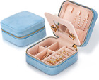 Travel Jewelry Box with Mirror, Velvet Mini Case for Women Girls, Small Portable