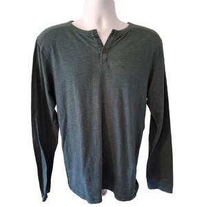 Carbon Green Henley Hemd Herren Large Langarm Knopfleiste Freizeit Gorpcore - Bild 1 von 8