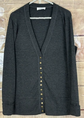 Zenana женщин XL повседневный темно серый кардиган v-образным вырезом кнопки вязаный эластичный - Изображение 1 из 4