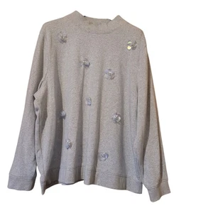 Talbots Mujer SUDADERA ADORNADA CUELLO FALSO Talla 3x Suéter Gris  - Imagen 1 de 17