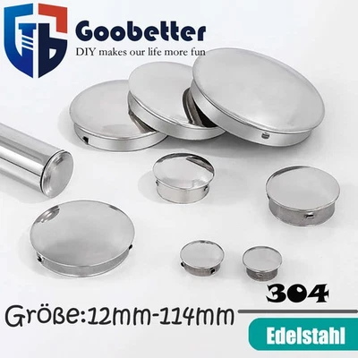 Edelstahl Runde Endkappen Rohrstopfen Abschlussdeckel Stopfen Deckel Rohrkappe - Image 1 of 4