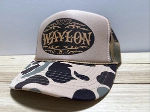 Vintage Waylon Jennings Hat Hunting Trucker Hat snapback Camouflage Concert Hat - Picture 1 of 5