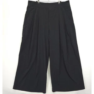 Athleta Brooklyn Heights Pleated Wide Leg Pants 18 Pull On Black Flowy High Rise - Picture 1 of 13