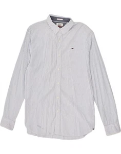 TOMMY HILFIGER Mens Slim Fit Shirt Large White Striped Cotton ME10 - Imagen 1 de 3