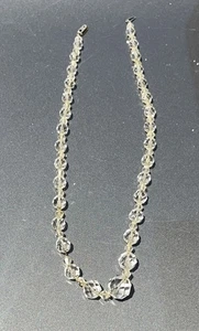 Vintage Art Deco facettierte Kristallglas abgestufte Perlen Sterling Kette Verschluss Halskette - Bild 1 von 15