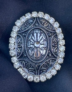 Spilla pendente vetro modellato con cupola strass trasparente ovale Juliana verificata A965 - Foto 1 di 5