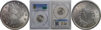 1891 Liberty Nickel   PCGS MS-64  CAC - Image 1 of 3