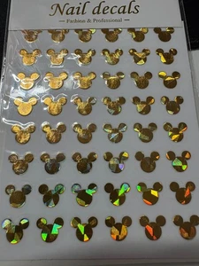 Nail Art Stickers  METALLIC GOLD MICKEY MOUSE HEADS - Picture 1 of 1