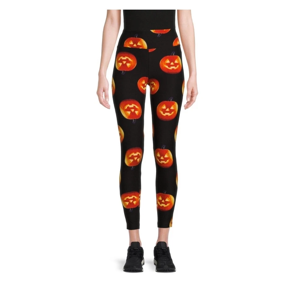 Leggings de punto de tiro alto para mujer Halloween Jack-O-Lantern hasta el tobillo grandes Foto 1 de 1