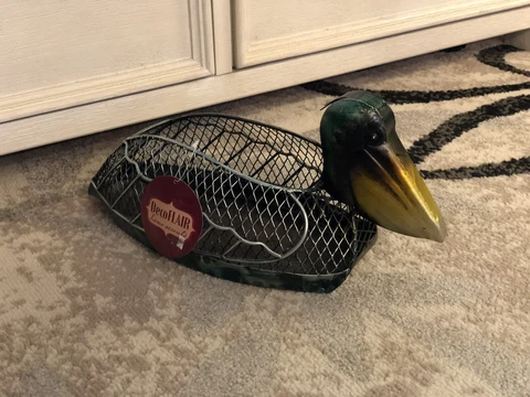 Decorative Metal Wire Basket Bird Green Yellow Sculptural Pelican Storage Unique Cover
