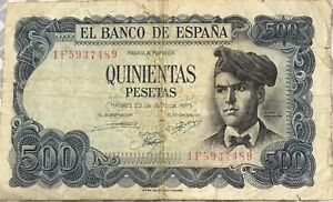 Spain   500 pesetas  1971  circulated   P- 153a.3      Poet Jacinto Verdaguer