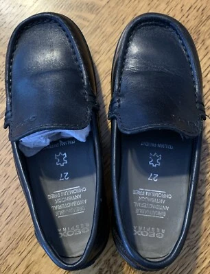 GEOX Boys  Leather Black Shoes Loafer Slip On Size EU27 US9 EUC - Image 1 of 4