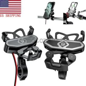 Handlebar Motorcycle Cell Phone GPS Holder Mount W/USB Charger Accessories - Picture 1 of 4