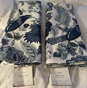 NWT Pottery Barn - (2) Pillow Shams - Blue Floral - 26” x 16”- Cotton - Picture 1 of 13
