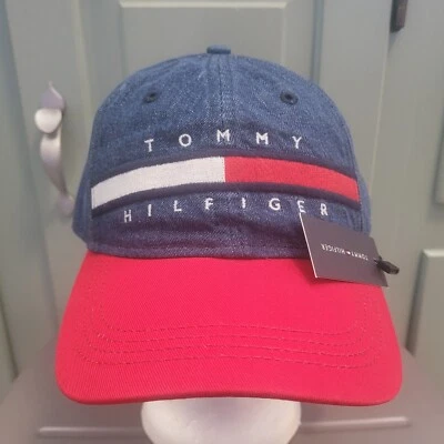 Tommy Hilfiger Denim TINO BIG SPELLOUT Logo Jean Gorra Ajustable NUEVO NUEVO CON ETIQUETAS Foto 1 de 4