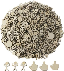 Fucks to Give 600Pcs in 3 style Wooden Cutouts Icons Set, Letter Piece DIY Craf - Picture 1 of 6