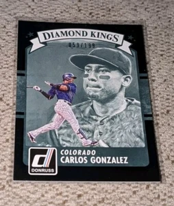 2016 CARLOS GONZALEZ DONRUSS DIAMOND KINGS BLACK /199 (ROCKIES) - Picture 1 of 1