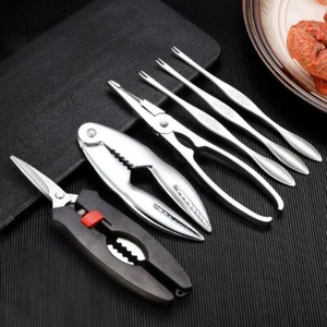 Seafood Tools Crab Crackers Nut Forks Set Opener Shellfish Lobster Leg AU - Picture 1 of 16