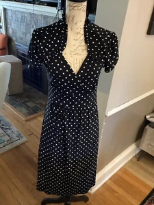 Susie In The City Black W/ White Polka Dots Sz S Dress - Picture 1 of 9