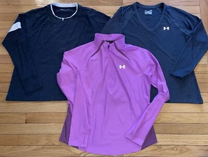 Lot 3 Under Armour Mileage Run HeatGear 1/2 Zip, Tech V-Neck, Crew Shirts Large - Picture 1 of 9